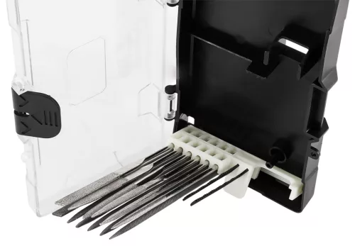 Neo Tools Tűreszelő és fűrész készlet 14db-os, gyorscsatlakozós nyéllel, műanyag tokban