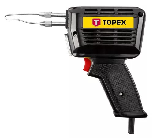 Topex Forrasztópisztoly 150W, kiegészítőkkel, 3db pákacsúcs, forrasztókrém, forrasztóón, kofferben