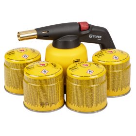   Topex Gázforrasztó, perzselő, gázégő 4db tartállyal, 190g, szelepes tartállyal