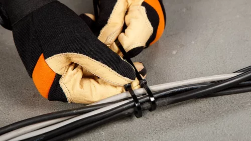 Topex Kábelkötegelő, gyorskötöző, 4,8mm x 370mm, fekete, 75db