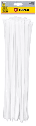 Topex Kábelkötegelő, gyorskötöző, 7,6mm x 500mm, fehér, 75db