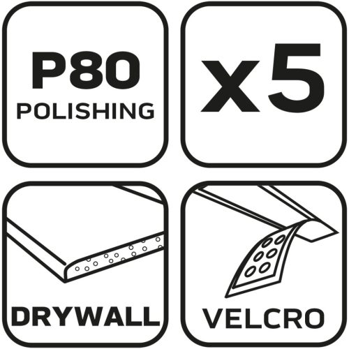 Neo Tools Csiszolókorong tépőzáras 225mm, K80, 6 lyukas, 59G264, 59G265 csiszológéphez, 5db