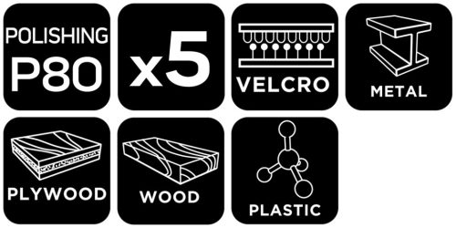 Neo Tools Csiszolópapír tépőzáras 113x113mm, P120, 8 lyukas, 04-623-hoz, 5db