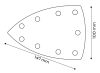 Neo Tools Csiszolópapír, tépőzáras, deltacsiszolóhoz,100x147mm, P80, 04-623-hoz, 9 lyukas, 5db