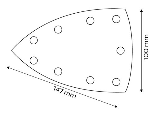 Neo Tools Csiszolópapír, tépőzáras, deltacsiszolóhoz,100x147mm, P80, 9 lyukas, 5db/cs (04-623-hoz)