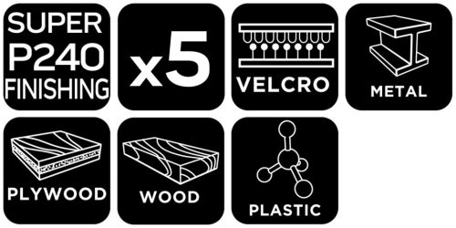 Neo Tools Csiszolópapír, tépőzáras, deltacsiszolóhoz,100x147mm, P240, 9 lyukas, 5db/cs (04-623-hoz)