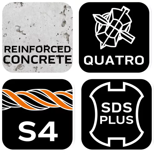 Neo Tools Betonfúró SDS PLUS 14x400mm, S4 type, 4 élű, vasbetonhoz