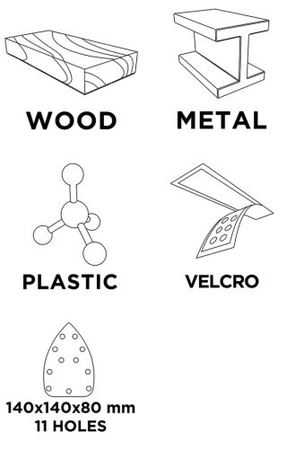 Graphite Csiszolópapír tépőzáras deltacsiszolóhoz 140x140x80mm, K60, 11 lyukas, 5db