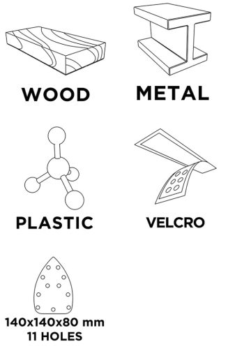 Graphite Csiszolópapír tépőzáras deltacsiszolóhoz 140x140x80mm, K120, 11 lyukas, 5db