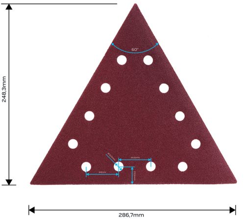 Graphite Csiszolópapír tépőzáras K80, háromszög alakú 12 lyukakkal, 59G264 csiszológéphez, 5db