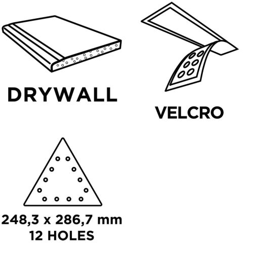 Graphite Csiszolópapír tépőzáras K180, háromszög alakú 12 lyukakkal, 59G264 csiszológéphez, 5db