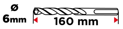 Graphite Betonfúró SDS-Plus 6x160mm, S4 type, 4 élű, vasbetonhoz