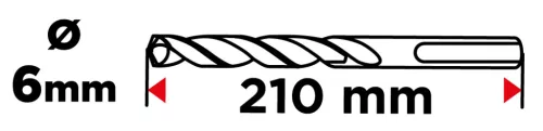 Graphite Betonfúró SDS-Plus 6x210mm, S4 type, 4 élű, vasbetonhoz