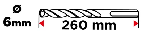 Graphite Betonfúró SDS-Plus 6x260mm, S4 type, 4 élű, vasbetonhoz