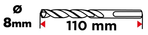 Graphite Betonfúró SDS-Plus 8x110mm, S4 type, 4 élű, vasbetonhoz