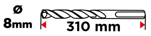 Graphite Betonfúró SDS-Plus 8x310mm, S4 type, 4 élű, vasbetonhoz