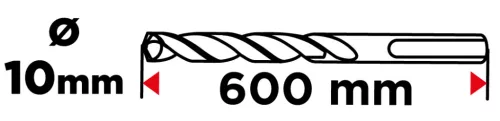 Graphite Betonfúró SDS-Plus 10x600mm, S4 type, 4 élű, vasbetonhoz