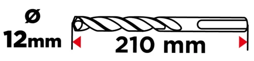 Graphite Betonfúró SDS-Plus 12x210mm, S4 type, 4 élű, vasbetonhoz