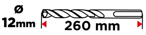 Graphite Betonfúró SDS-Plus 12x260mm, S4 type, 4 élű, vasbetonhoz