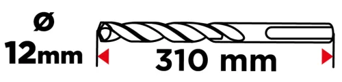 Graphite Betonfúró SDS-Plus 12x310mm, S4 type, 4 élű, vasbetonhoz