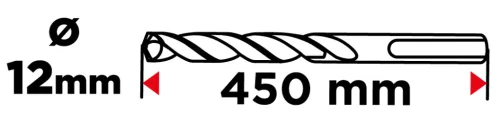 Graphite Betonfúró SDS-Plus 12x450mm, S4 type, 4 élű, vasbetonhoz