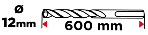 Graphite Betonfúró SDS-Plus 12x600mm, S4 type, 4 élű, vasbetonhoz