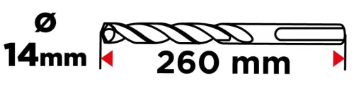 Graphite Betonfúró SDS-Plus 14x260mm, S4 type, 4 élű, vasbetonhoz