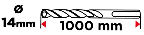 Graphite Betonfúró SDS-Plus 14x1000mm, S4 type, 4 élű, vasbetonhoz