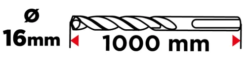 Graphite Betonfúró SDS-Plus 16x1000mm, S4 type, 4 élű, vasbetonhoz