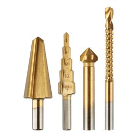   Graphite Speciális fúrókészlet, maró, süllyesztő, lépcsős, kúpos, HSS-Titán, 4db