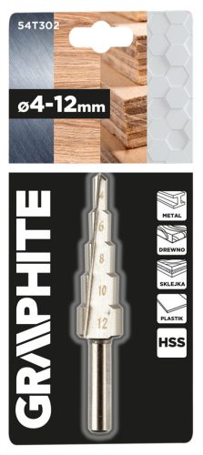 Graphite Lépcsős fúró, HSS, 4-12mm