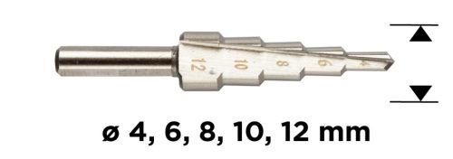 Graphite Lépcsős fúró, HSS, 4-12mm