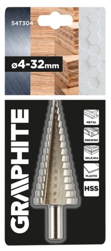 Graphite Lépcsős fúró, HSS, 4-32mm