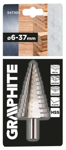 Graphite Lépcsős fúró, HSS, 6-37mm