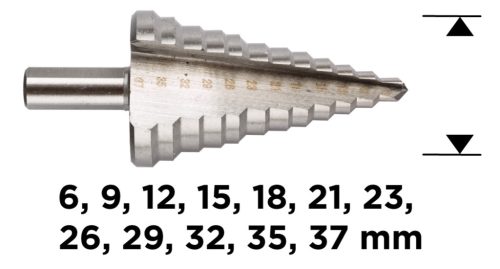 Graphite Lépcsős fúró, HSS, 6-37mm
