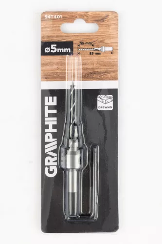 Graphite Fafúró, csavarfej süllyesztővel, konfirmátor csavarhoz, 5/7mm