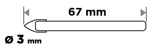 Graphite Üvegfúró, kerámia, kőzet, üveg fúráshoz, 3mm