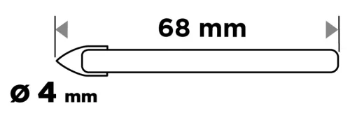 Graphite Üvegfúró, kerámia, kőzet, üveg fúráshoz, 4mm