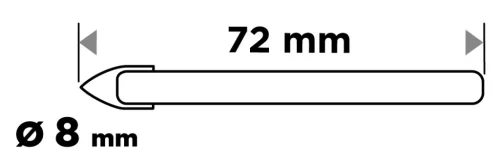 Graphite Üvegfúró, kerámia, kőzet, üveg fúráshoz, 8mm