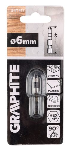 Graphite Süllyesztőfúró, csavarfejekhez, 1/4" hatszög szár, 6mm