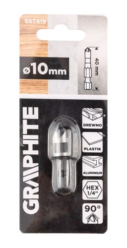 Graphite Süllyesztőfúró, csavarfejekhez, 1/4" hatszög szár, 10mm