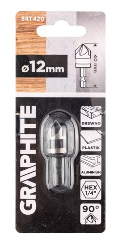 Graphite Süllyesztőfúró, csavarfejekhez, 1/4" hatszög szár, 12mm