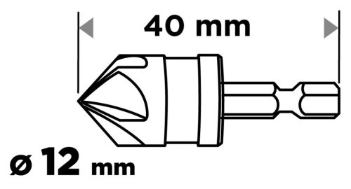 Graphite Süllyesztőfúró, csavarfejekhez, 1/4" hatszög szár, 12mm