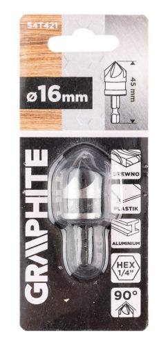 Graphite Süllyesztőfúró, csavarfejekhez, 1/4" hatszög szár, 16mm