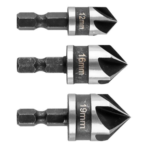 Graphite Süllyesztőfúró készlet, csavarfejekhez, 1/4" hatszög szár, 12, 16, 19mm, 3db