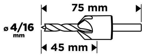 Graphite Süllyesztő és előfúró fához, 4/16mm