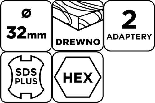 Graphite Fahasító fúró, kúpos, 32mm, SDS-Plus és hatszög szárral