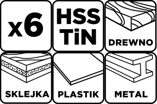 Graphite Süllyesztőfúró készlet, Titán bevonattal, 6.3-20.5mm, 6db