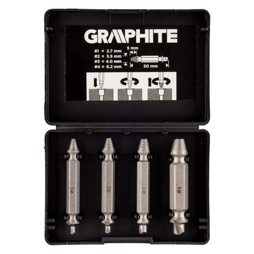 Graphite Törtcsavar kihajtó készlet, 2 oldalas, M5-M14, S2 acél, 4db