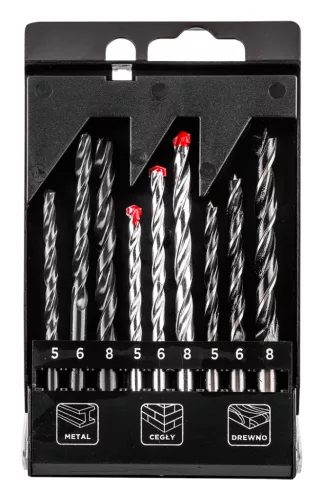 Graphite Fúrókészlet, fém, fa, kőzetfúrókkal, 5, 6, 8mm, 9db